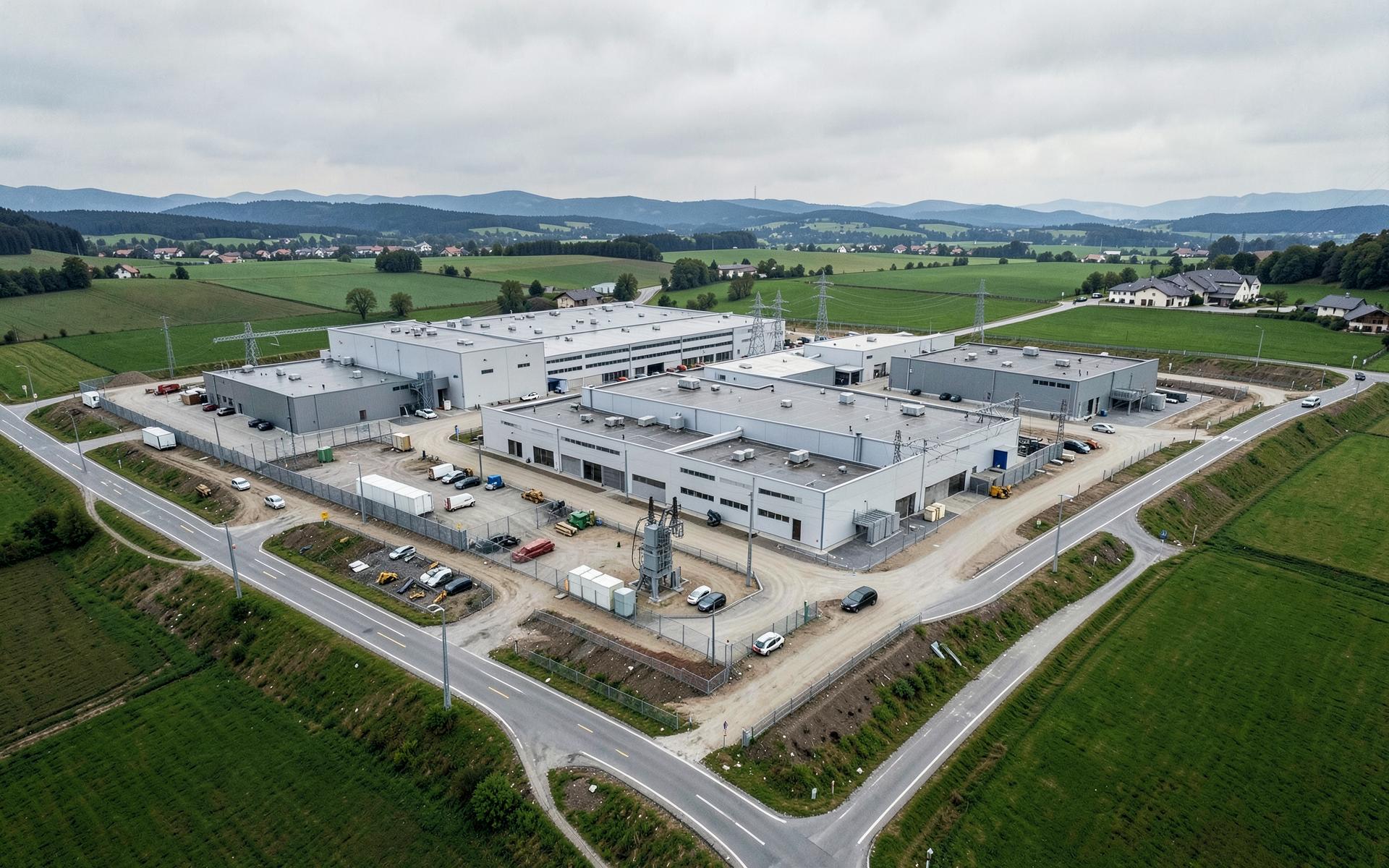 Editorial aerial view of a European infrastructure development site